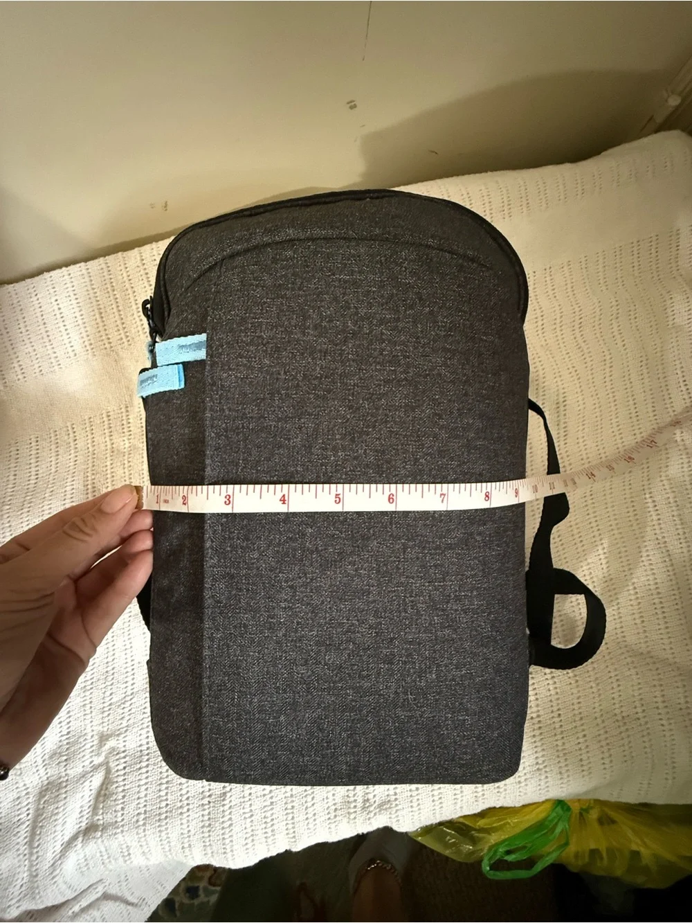 Men's Compact Black Sling Bag with Light Blue Accents